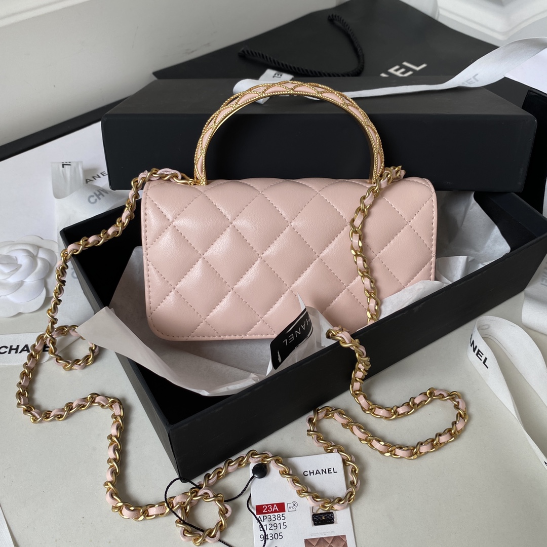 Lambskin Wallet On Chain Shoulder Bag AP3385 Pink